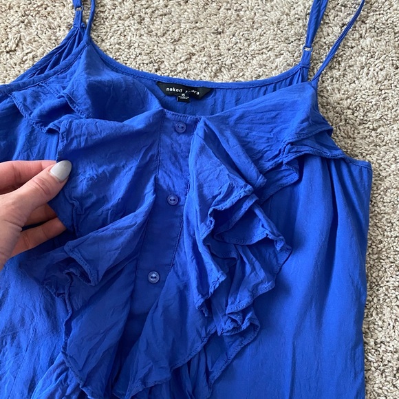 Women’s Naked Zebra blue tank top blouse size Small - Picture 4 of 10